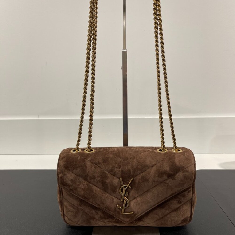 Saint Laurent Loulou Small Shoulder Bag Matelasse Suede (JB1400) - Picture 2 of 15